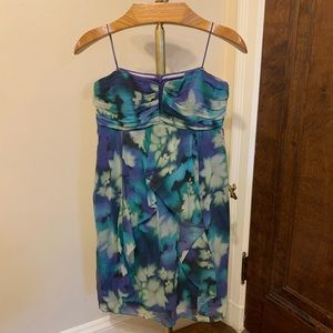 Strapless watercolor floral dress